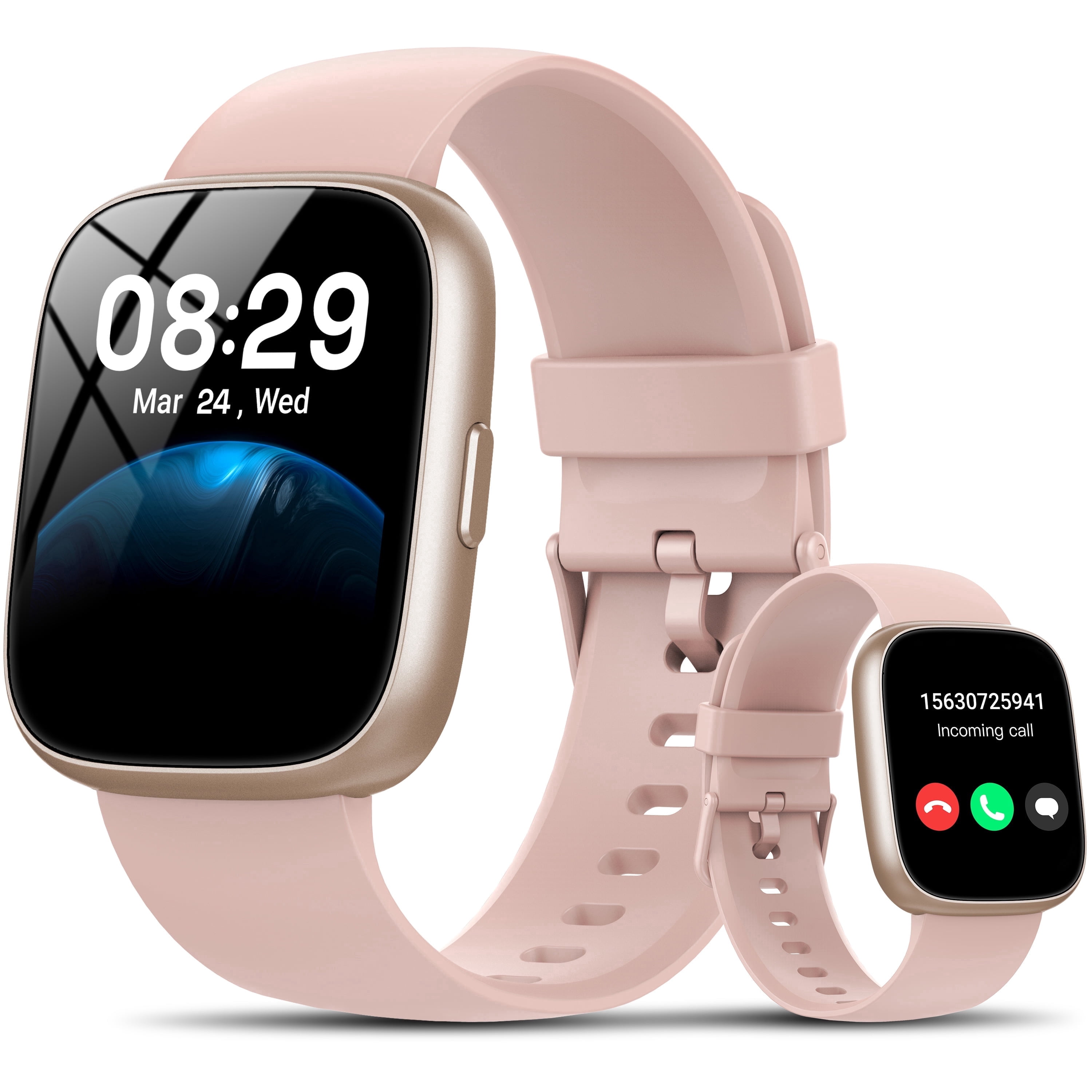 Smart Watch Fits for Android and IPhone, Smartwatch for Women Men with Alexa Built-in, 1.83" HD Touchscreen Fitness Tracker 120 plus Sports Mode, Smart Watch with Bluetooth Call, IP68, for Gift Pink