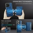 thumbnail image 2 of Wallet Case for iPhone 16 Pro Max,Compatible with MagSafe for Men Women,Detachable Magnetic Wallet Phone Case with Card Holder,Kickstand,PU Leather Shockproof Anti-fall Phone Case,Blue, 2 of 12