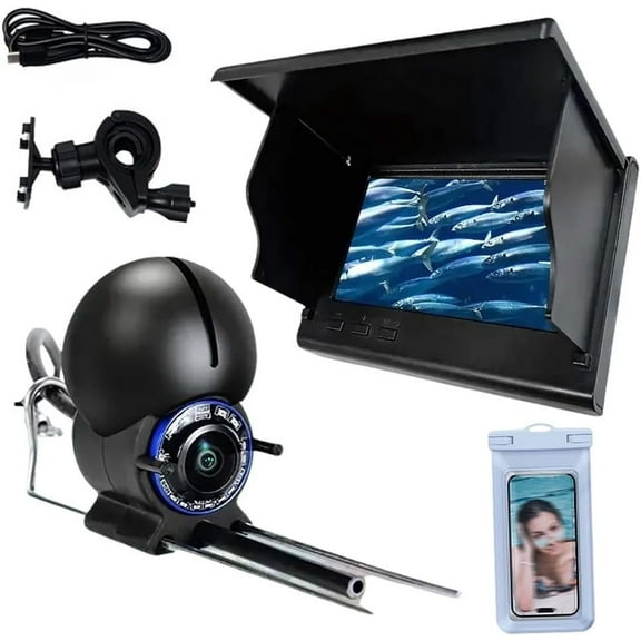 Fishcam, Underwater Fishing Fusion Camera with Cable, 4.3 Inch LCD Display and HD Lens, Infrared Night Vision Light Portable Fish Finder, Action Camera for Ice Lake Boat Kayak