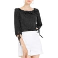 thumbnail image 1 of INSPIRE CHIC Blouse à Pois d'Été Transparente pour Femme à Col Volanté, Manches Mi-Longues, 1 of 4