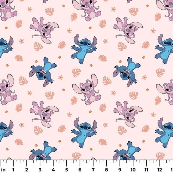 Disney Stitch & Angel Soft Tropics Cotton Fabric (1 yard)