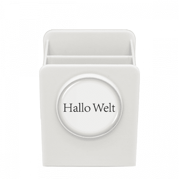 Hello World German Art Deco Fashion Desk Pencil Holder Cup Pen Organizer