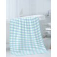 thumbnail image 3 of Aqua Blue Green Towel Set of 3, Soft Microfiber Bath Towels, Hand Towel, Washcloths, Checkered Plaid Gingham Lattice Trellis Quick-Dry Absorbent Towels for Bathroom Kitchen Hotel Beach Gym Spa, 3 of 7