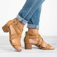 thumbnail image 6 of UTTOASFAY Womens Sandals New Cross Strap Zipper Sandals High Heel Chunky Heel Women Sandals Brown 10(43), 6 of 6