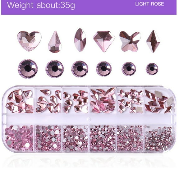 Nail Art Rhinestones Colorful Irregular Rhinestones Pink Flatback Round Rhinestones Nail Gem Stones,Nail Glass Crystals Diamonds Jewelry for Nail Design DIY Crafts Face Decoration,810 Pcs