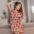 thumbnail image 3 of Fotbe Cute Strawberry Bata de Dormir para Mujer con Estampado, Camisón de Algodón de Manga Corta, Ropa de Dormir Casual, 3 of 6