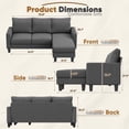 thumbnail image 6 of Homall Convertible Sectional Sofa Couch, Modern Linen Fabric L-Shaped Couch 3-Seat Sofa Sectional with Reversible Chaise for Small Living Room, Apartment and Small Space, New Dark Gray, 6 of 8