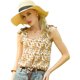 thumbnail image 1 of Blusa floral sin mangas de gasa con correa de decoración de pajarita sin mangas para mujer Albaricoque XL, 1 of 6