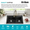 thumbnail image 4 of KRAUS Quarza 33” Drop-In / Undermount 60/40 Double Bowl Granite Kitchen Sink in Black, 4 of 8