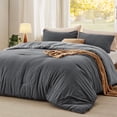 thumbnail image 1 of Juego de edredón Bedsure, tamaño king, reversible, gris, 3 piezas, 1 of 7