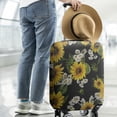 thumbnail image 2 of Black Sunflower White Daisy Pattern Luggage Cover Fashion Suitcase Cover Baggage Covers Fit 25-28 Inch Luggage (Go Travel), 2 of 5