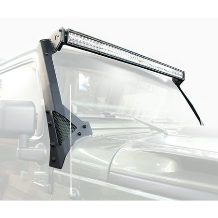Go Rhino 730503T XE Windshield Light Mount for Jeep Wrangler JK, fits 50" Light Bar For Jeep 18 Wrangler JK, Jeep 07-17 Wrangler