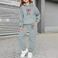 thumbnail image 5 of Little Girls Animal Print Hooded Sweatshirt Jogger With Bow Detail Two Piece Outfit Kids Sets Clothes, 5 of 6