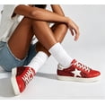 thumbnail image 6 of LUCKY STEP Stylish Star Low Top Lace Up Sneaker Comfort Walking Shoes,Red Glitter,Womens, 6 of 10