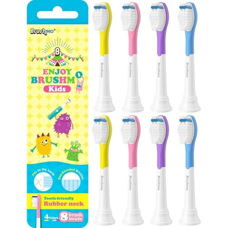 Brushmo Kids Replacement Toothbrush Heads Compatible with Philips Sonicare Kids HX6032 & HX6042, Ultra-Soft DuPont Bristles, BM648, 8-Pack (Ages 6 ) Multi-Color