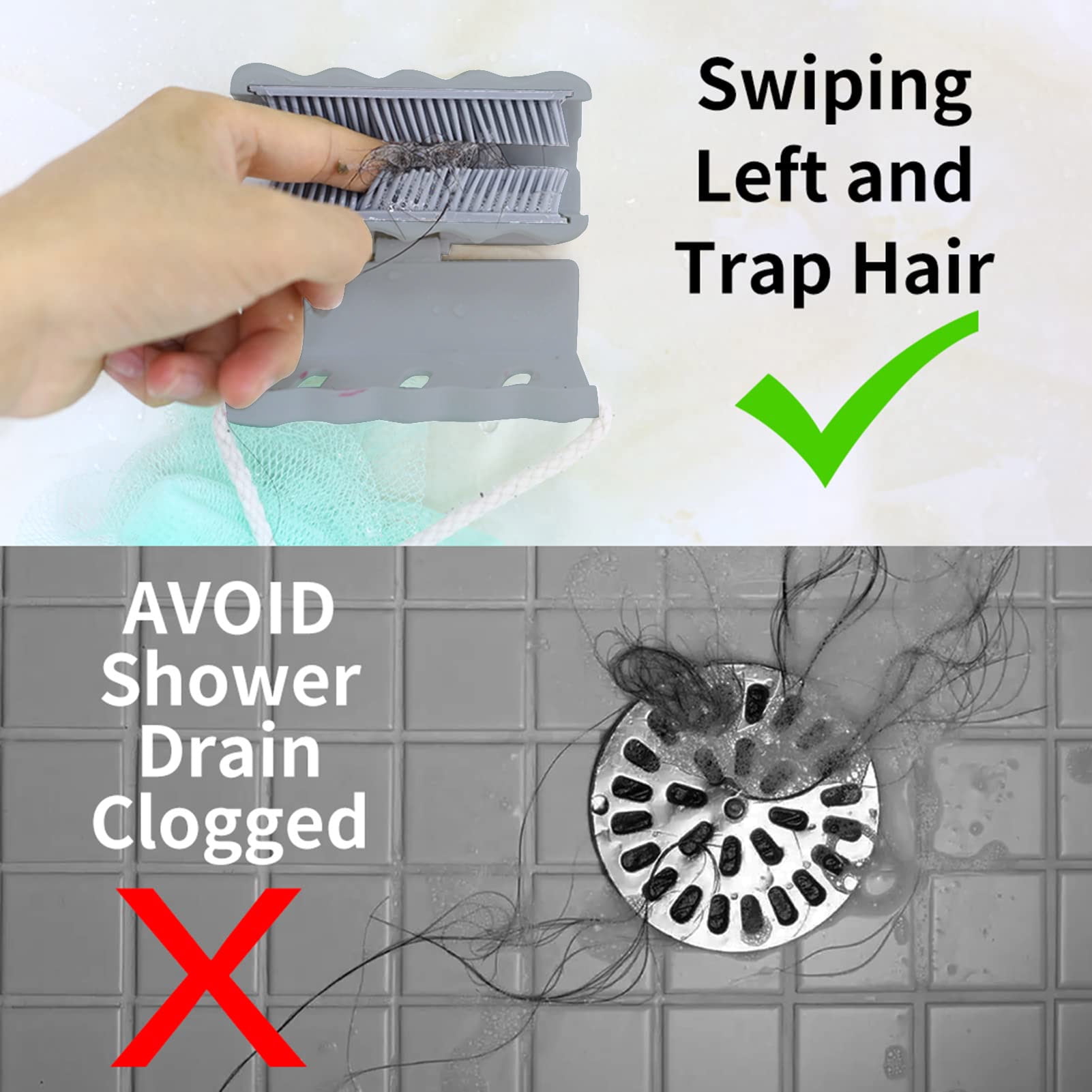 Shower Hair Catcher Wall, Reusable Hair Collector for Shower, Easy to  Install Hair Catcher for Shower Wall, Bathroom Hair Catcher Hair Trap  Prevent Hair Clogged Drains(White) 