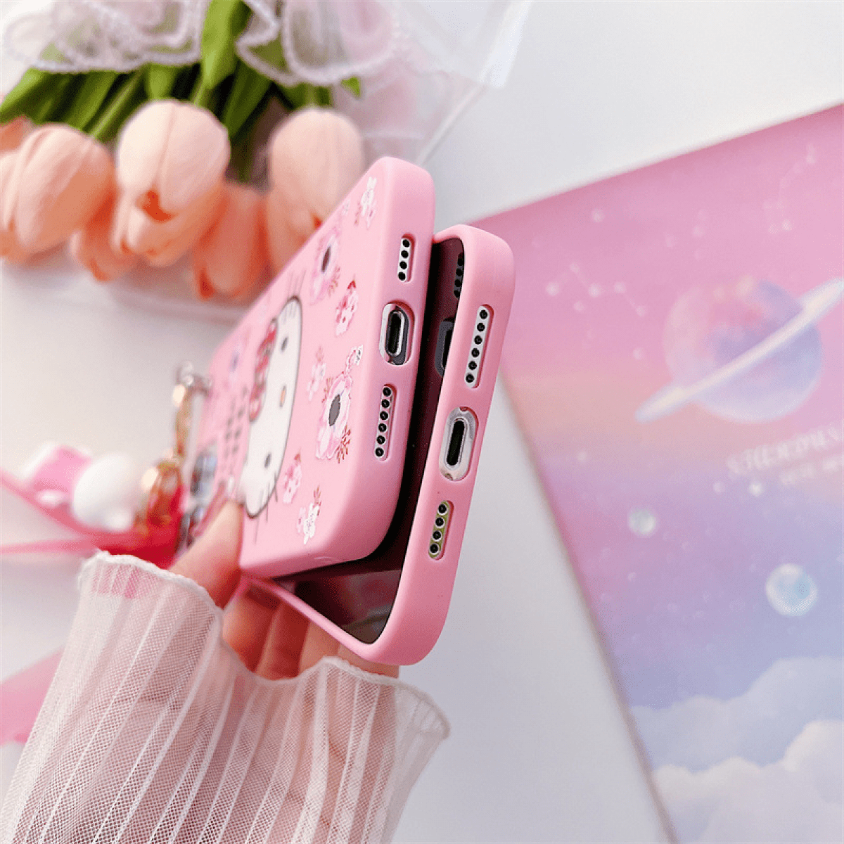 ZOOUSQII for iPhone 16 Pro Case, Cute Cartoon Hello Kitty Phone