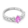 thumbnail image 3 of Diamond-Capitals 1.25 Carat Natural Diamond Pink Sapphire Gemstone Stylish Engagement Ring for Women Solid 18K White Gold Size 10, 3 of 8