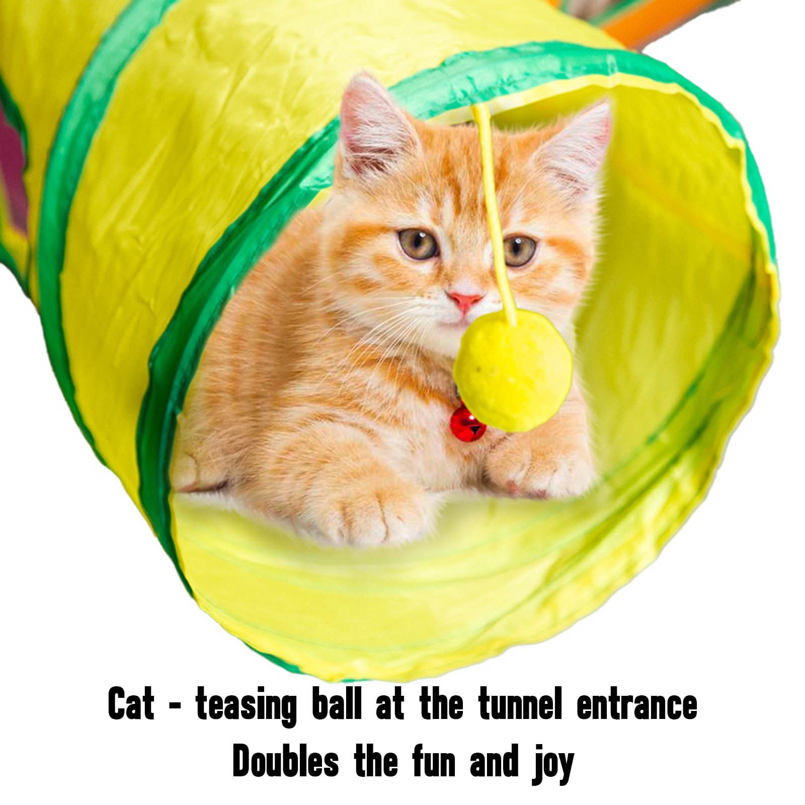Junepar Cat Tunnel H-Way Cat Tunnels for Indoor Cats Collapsible Cat Play Tunnel Interactive Toy Maze Cat House for Cats Puppy Kitty Kitten Rabbit (Multicolor)