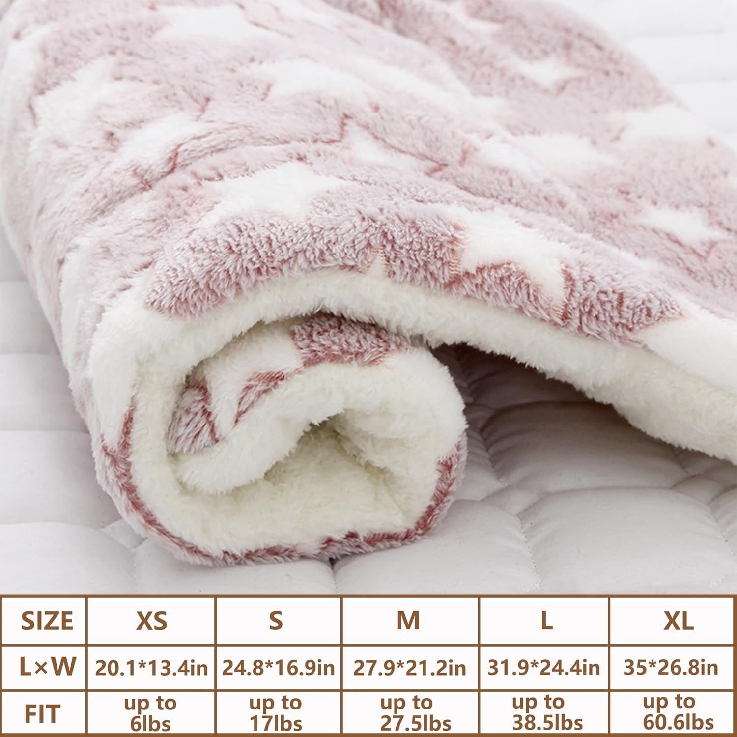 Cozy Calming Cat Blanket Dog Blanket: 5 Sizes Flannel Cloth Self Warming Cat Mat, Ultra Soft Pet Beds for Small Medium Large Pet Dogs, Reversible Fleece Dog Crate Kennel Mat Cat Bed Liner (D, M)