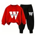 thumbnail image 2 of Girls' Red Graphic 2-Piece Tracksuit Set - Crewneck Sweatshirt & Jogger Pants,Size 11-12T, 2 of 5