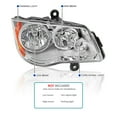 thumbnail image 3 of Spec-D Tuning Chrome Headlights Compatible with 2011-2018 Dodge Grand Caravan, 2008-2016 Chrysler Town & Country, L+R Pair Head Light Lamp Assembly, 3 of 6