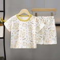 thumbnail image 2 of COMVALUE Pyjama d'Été pour Fillette, 2 Pcs, Haut à Manches Courtes, Tenue de Nuit Confortable et Ajustée, Jaune, pour Taille 2-3 Ans, 2 of 5