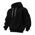 thumbnail image 4 of Hoodies for Men Oversized Fleece Lined Sweatshirt Drawstring Casual Hoodie Fall Hooded Pullover with Arm Pocket Black XL, 4 of 6