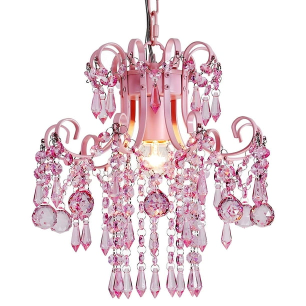 Candelabro Q&S Mini Crystal Pink, 1 luz E26, para habitación de princesa