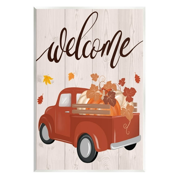 Stupell Industries Welcome Country Pumpkin Truck Graphic Art Unframed Art Print Wall Art, Design by Jo Taylor