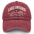 thumbnail image 2 of Lake Ontario Embroidered Baseball Hat Unisex Adjustable Cotton Cap Casual Great Lakes Outdoor Sun Hat Travel Headwear For Men Women, 2 of 3