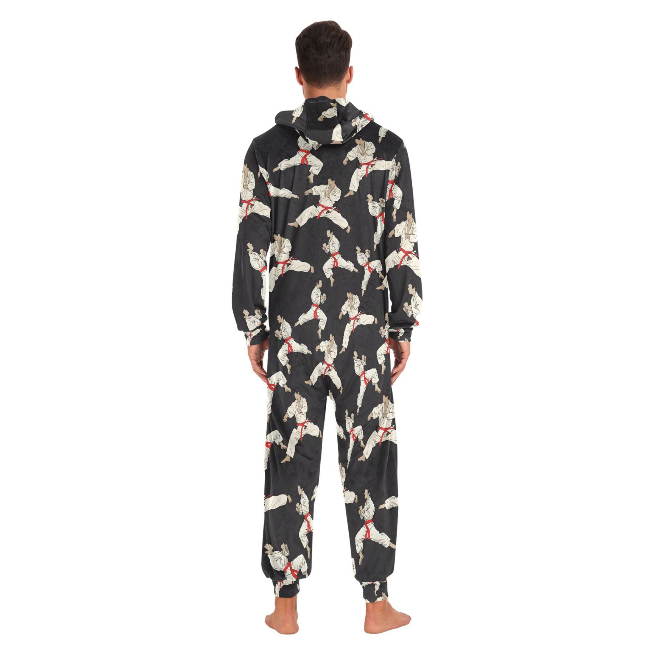 joogoo Karate Pattern Unisex Adults Onesies Pajamas Jumpsuits XL