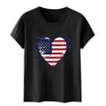 thumbnail image 3 of Htigea American Flag Heart T-Shirts for Women 4th of July Short Sleeve Tops Patriotic Graphic Tee Independence Day Summer Crewneck Shirts ZC Black T-Shirts M, 3 of 6