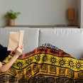thumbnail image 3 of Tribal Soft Flannel Fleece Throw Blanket, Motifs with Hand Drawn Style Borders Pattern Artwork, Cozy Plush for Indoor and Outdoor Use, 60" x 80", Black Orange and Yellow, by Ambesonne, 3 of 5