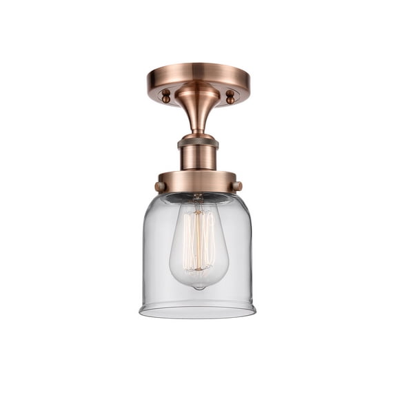916-1C-AC-G52-LED-Innovations Lighting-Small Bell - 11 Inch 3.5W 1 LED Semi-Flush Mount Antique