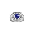 thumbnail image 1 of RYLOS Mens Rings Sterling Silver Designer Round Gemstone &  Sparkling Diamond Ring Lapis September Birthstone Rings For Men, Men's Rings, Silver Rings, Sizes 8 - 13, 1 of 7