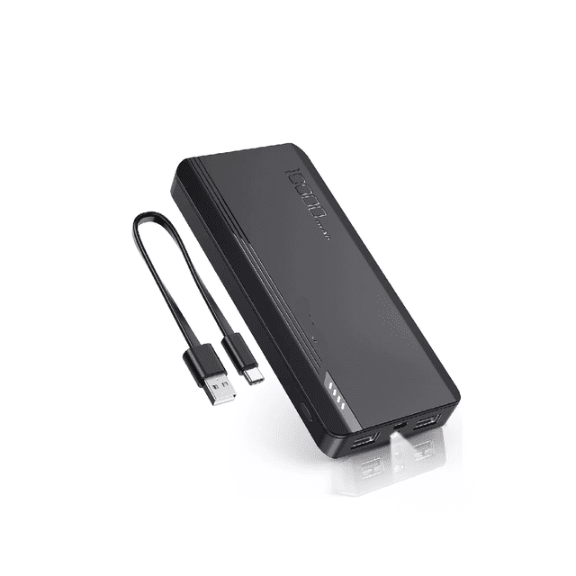 Power Bank Batería Portátil 10000mah 2.1a Carga Batería Portátil Con 2 Puerto Negra