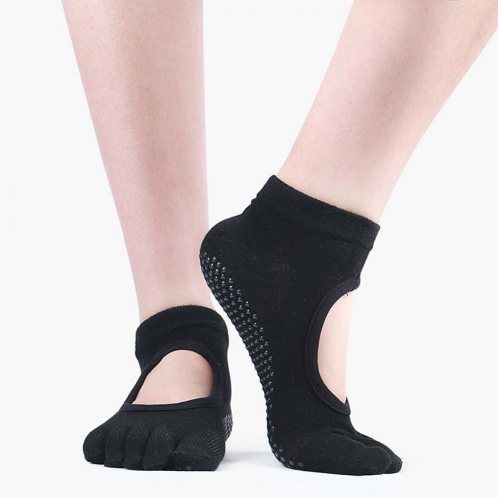Yoga Socks for Women Non Skid Socks with Grips Barre Socks Black Pilates Socks 