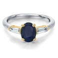 thumbnail image 3 of Gem Stone King 10K Two Tone Gold Blue Sapphire and Lab Grown Diamond Engagement Ring for Women | 2.10 Cttw | Oval 8X6MM | Gemstone September Birthstone | Size 8, 3 of 6
