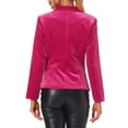 thumbnail image 3 of INSPIRE CHIC Blazer en Velours pour Femme, Couleur Unie, Col Châle, un Bouton, Veston de Travail, TP, Rose Vif, 3 of 6