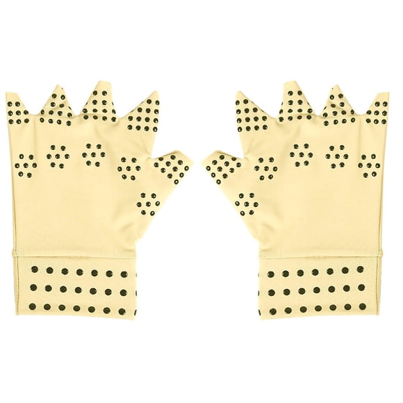 EeaseMX 1 par de guantes de compresión magnéticos para artritis, guantes sin dedos (caqui)