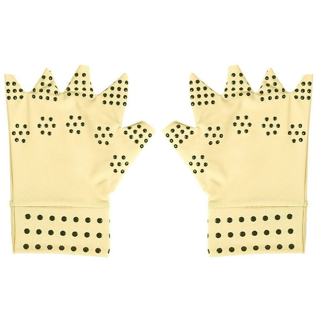 EeaseMX 1 par de guantes de compresión magnéticos para artritis, guantes sin dedos (caqui)
