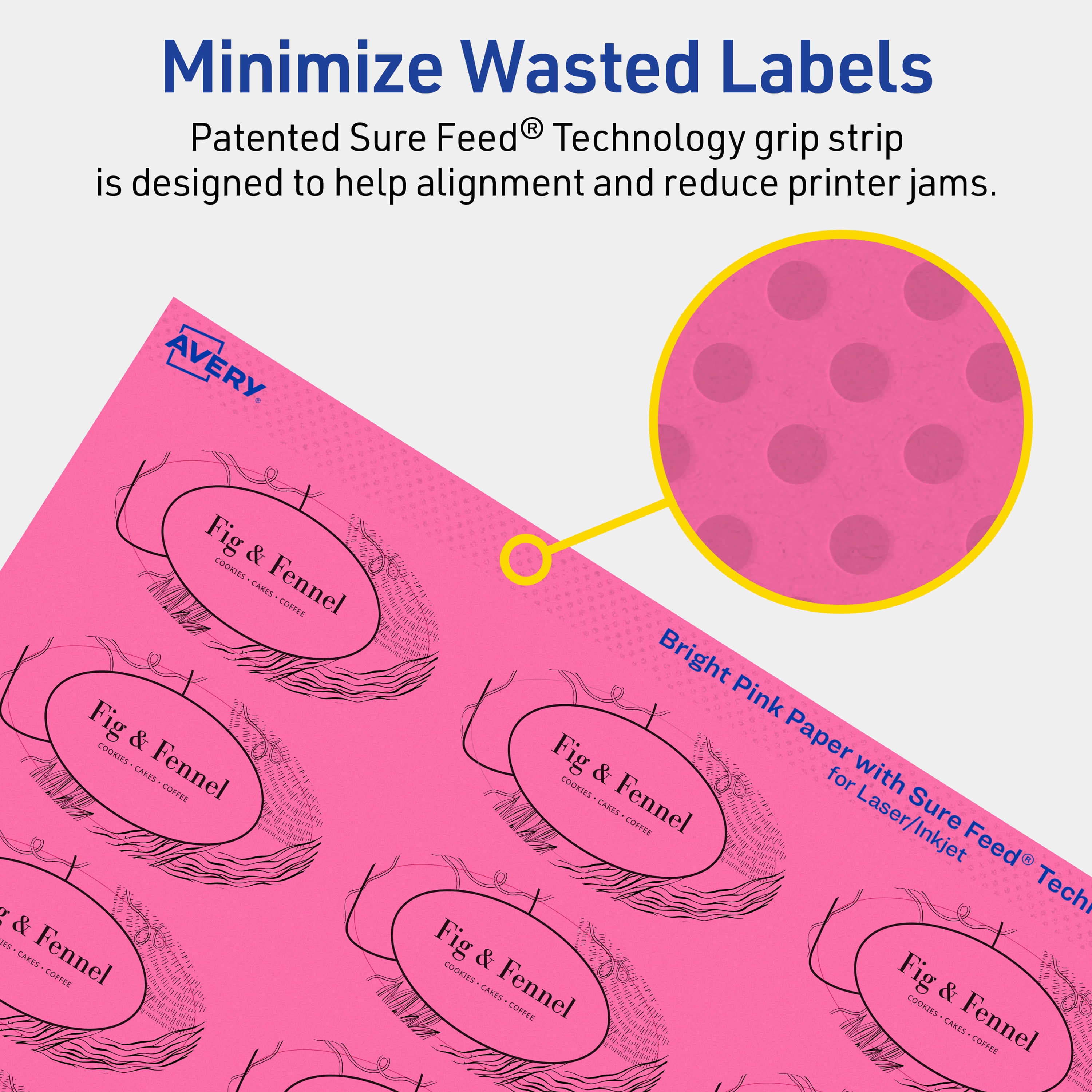 Avery Printable Oval Labels, Bright Pink, 1-1/8" x 2-1/4", 840ct