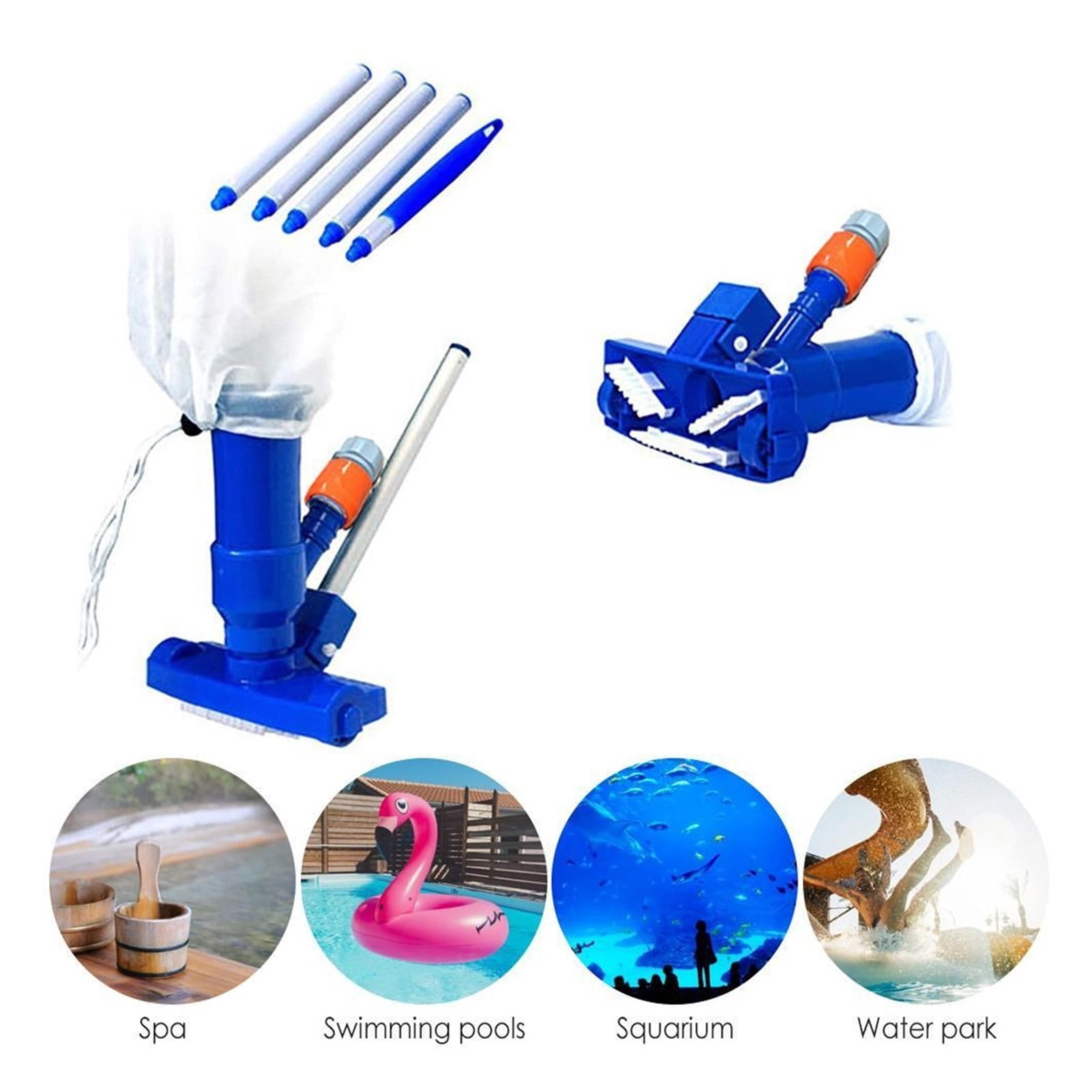 Swimming Pool Vacuum Cleaner Floating Objects Cleaning Set With Brush Bag Vac Suction Head Pool Fountain Vacuum Brush Cleane ,Great Suction Power