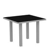 POLYWOOD AT36FASBL Euro 36' Square Dining Table in Textured Silver / Black