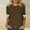 Brown, variant on Womens Green Casual Bow Detail Top - Three-Quarter Sleeve, Soft Stretch Polyester Spandex, Loose Fit, S-XXXXXL for Daily Wear,Size 2XL
