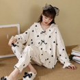 thumbnail image 1 of Conjuntos de pijamas de manga larga para mujer, ropa de dormir de satén para otoño, conjunto de Pijama para niña joven, ropa de casa para mujer, 1 of 4