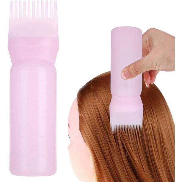 (Rosa) Botella secante de 3 piezas - Peine aplicador de tinte para el cabello - Herramientas esenciales para teñir el cabello - Peine aplicador para raíces del cabello, botella para teñir el cabello