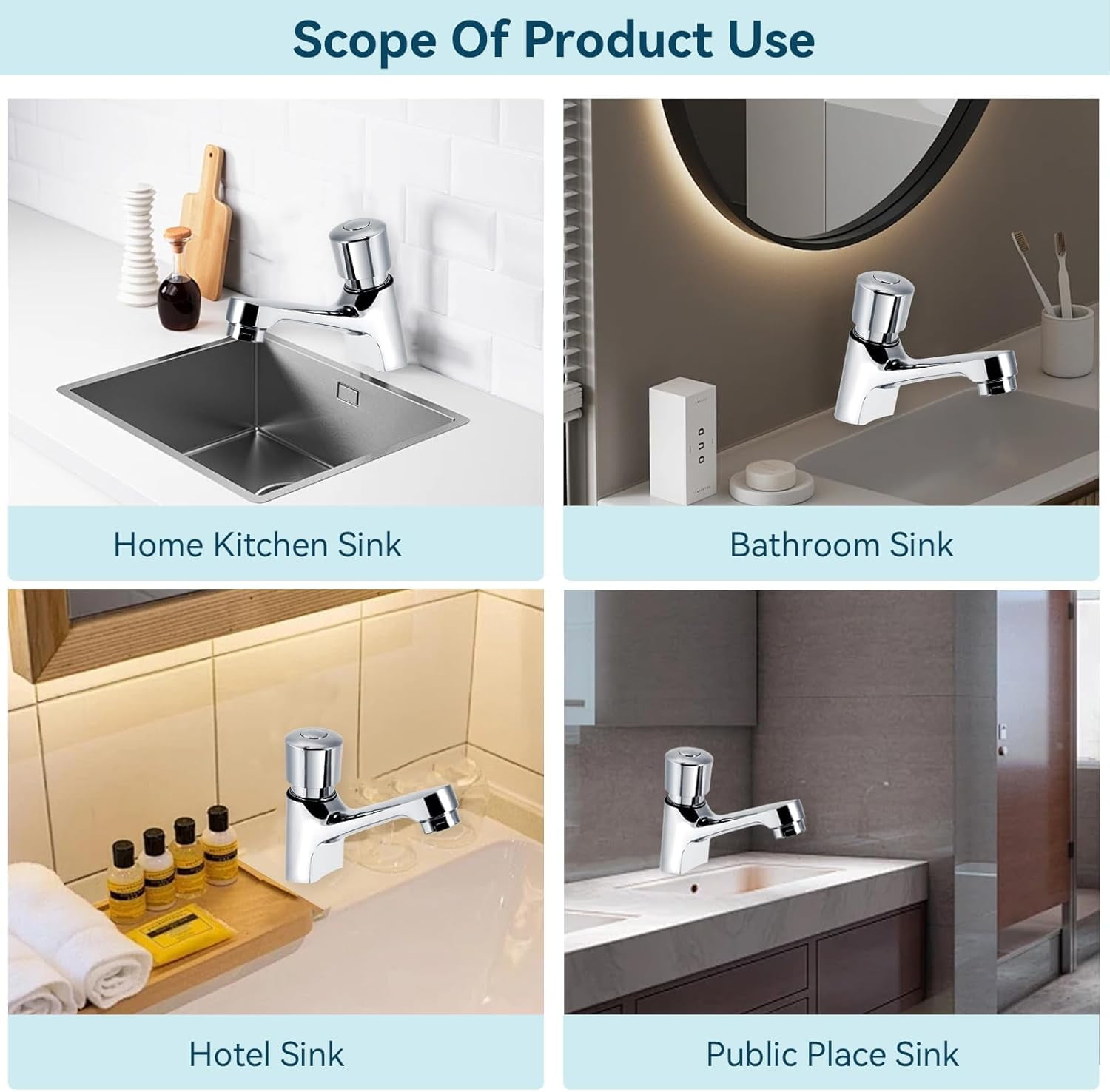 ABCISI Single Hole Bathroom Faucet, Face Basin Faucet for Bathroom Sink, Restroom Faucet, Cold Water Faucet for Home or Outdoor G1/2