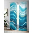 thumbnail image 4 of Sheer Curtains 108 inches Long, Abstract Fluid Art Vintage Blue Gradient Oil Painting Light Filtering Sheer Window Curtains Rod Pocket Voile Drapes for Bedroom Living Room, 52"W x 108"L 2 Panels, 4 of 7